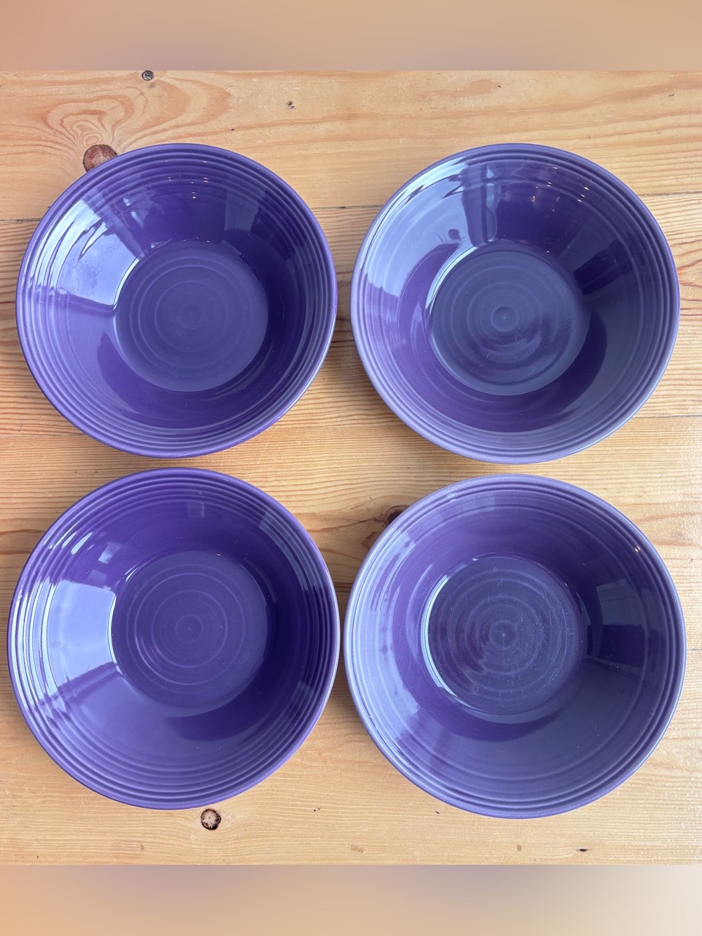 Set of 4 Pier 1 Festivale Purple 6.75 Coupe Cereal Bowls Stoneware Festival